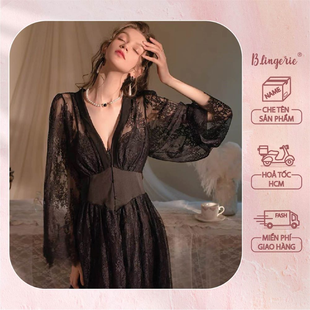 Áo Choàng Ngủ Ren Huyền Bí - B.Lingerie