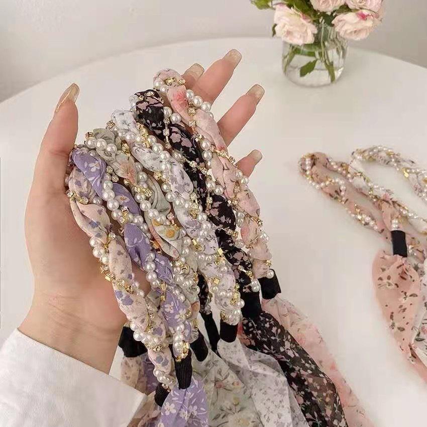 Băng Đô Cài Tóc Đính Hoa Và Ngọc Trai Cho Nữ