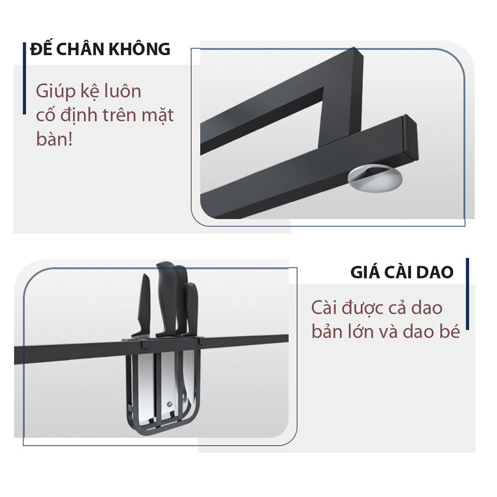 Kệ để đồ đa năng trên chậu rửa bát Inox mạ sơn tĩnh điện màu đen kích thước 85 * 32 * 52cm