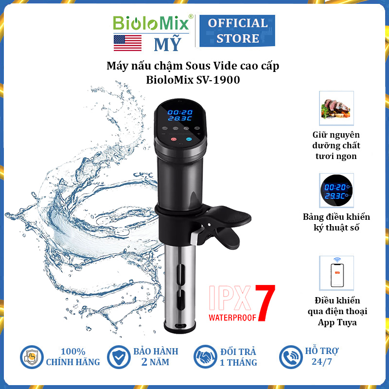 Máy nấu chậm Sous Vide BioloMix SV-1900 IPX7 thế hệ thứ 3 1200W - Hàng Nhập Khẩu