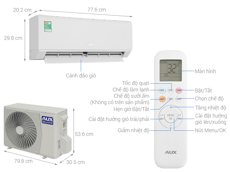 Máy lạnh Aux Inverter 1.5 HP AW13CAA4DI-3VN - HÀNG CHÍNH HÃNG - CHỈ GIAO HCM