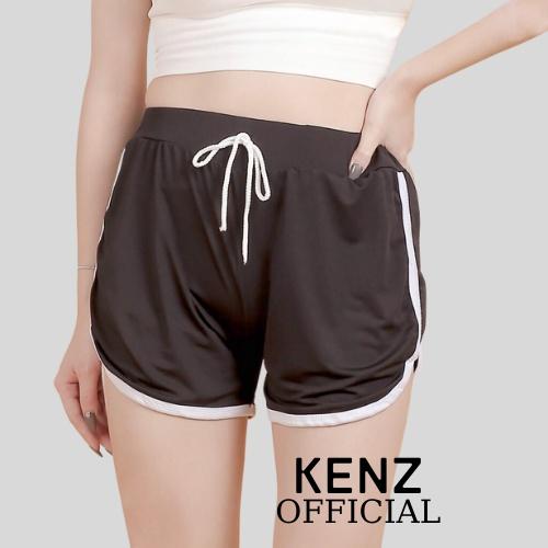 Quần short viền đùi kẻ trắng nữ - Quần đùi thể thao dáng ngắn trẻ trung