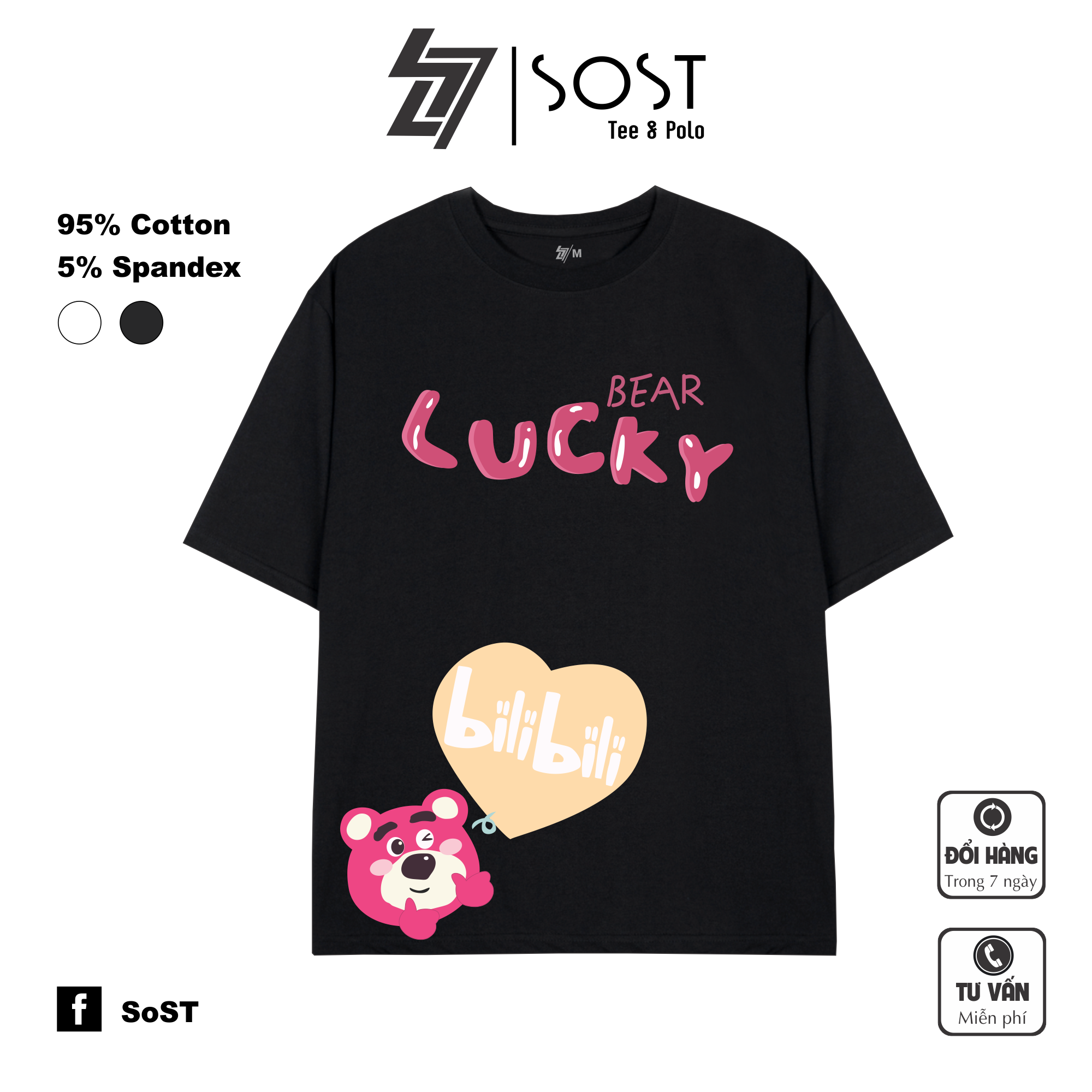 Áo Thun Sost Gấu Dâu Lotso BiLi BiLi Unisex Nam Nữ Chất Cotton Cao Cấp Thoáng Mát