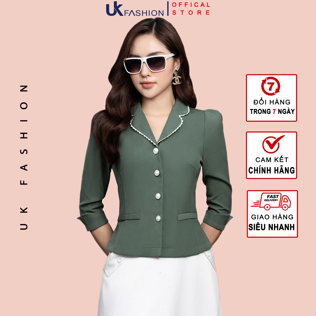 Áo Ký Giả Peplum UK Fashion Thiết Kế Tay Lỡ Cổ Phối Ren, Chất Liệu Nhập Hàn Mềm Mịn NKSM2208001