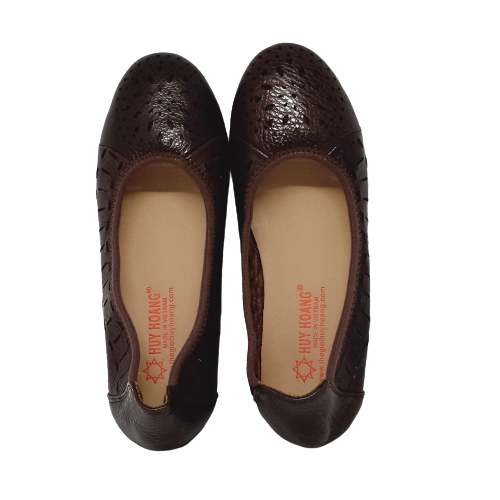 HT7947-48-49 - Giày nữ hoa văn Huy Hoàng da bò màu da, đen, nâu đất