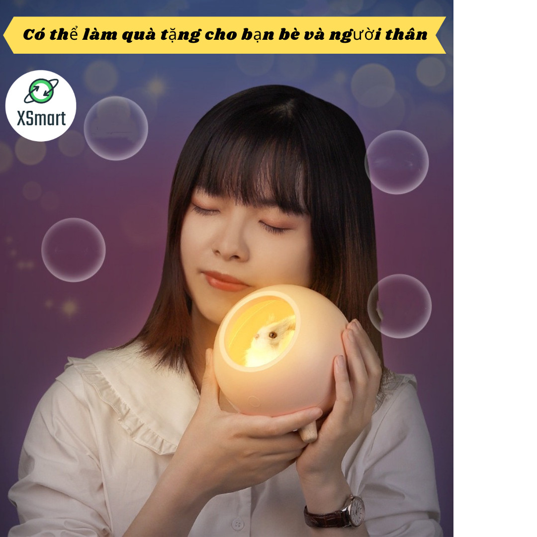 Đèn Ngủ Trang Trí XSmart Tích Hợp Loa Bluetooth Không Dây Mèo Con Cute Màu Hồng Chỉnh Được Độ Sáng - Hàng Chính Hãng