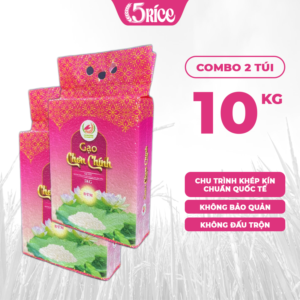 Gạo Chơn Chính ST25 - Túi 10kg - Gạo thượng hạng thơm dẻo, đậm vị  5RICE