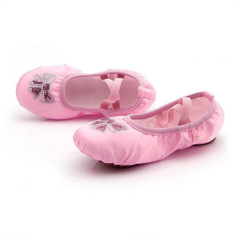 Giày múa ballet cao cấp vải Satin thêu sequin hình nơ