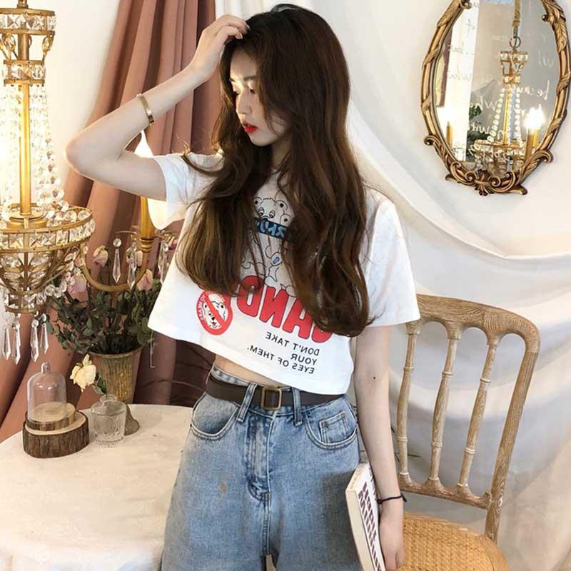 Áo Thun Ngắn Tay Dáng Rộng Thời Trang Mùa Hè Năng Động