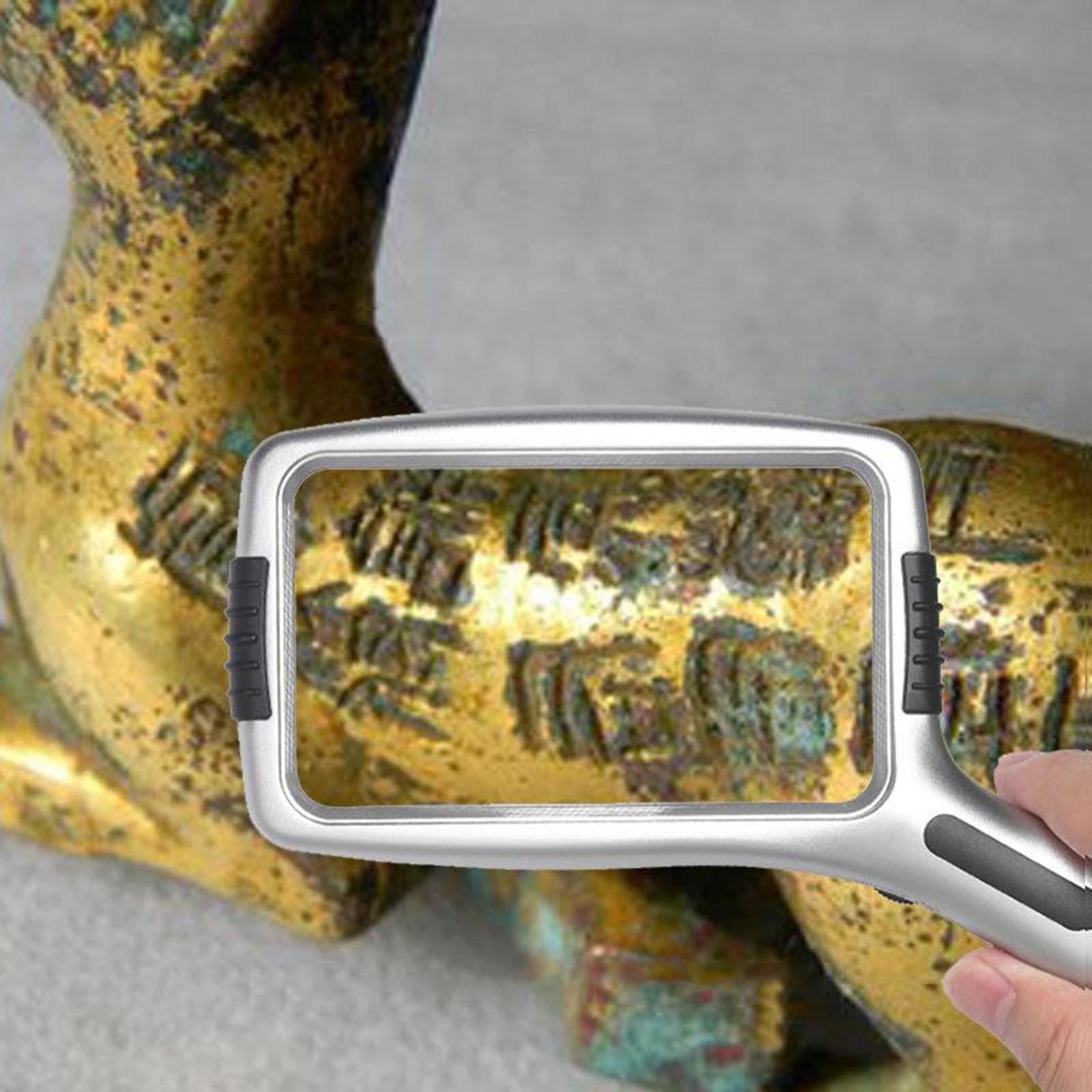 Hand Held Magnifying Glass & 10x LED Lamp Beads for Seniors Reading Repair