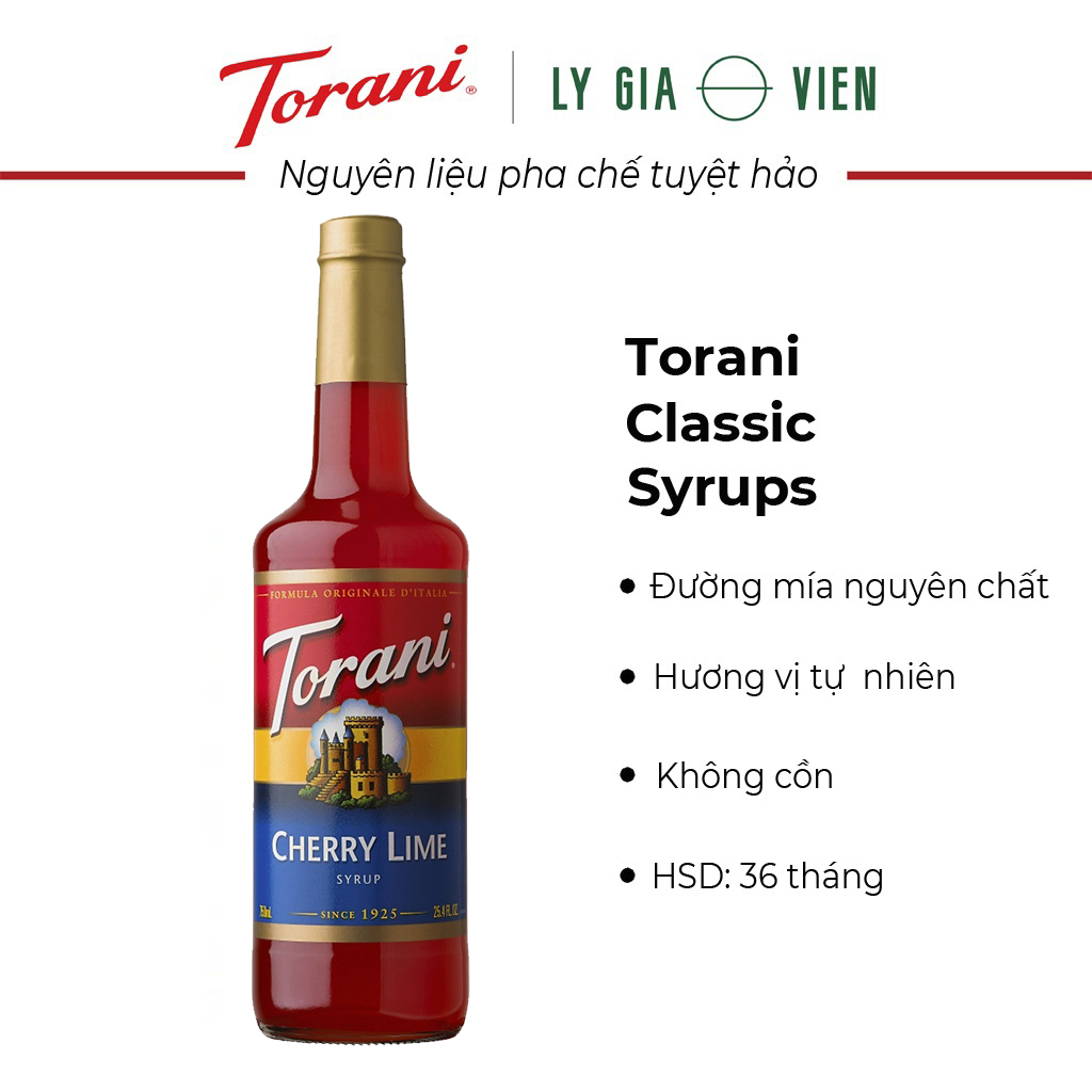 Siro Pha Chế Vị Chanh Anh Đào Torani Classic Cherry Lime Syrup 750ml Mỹ