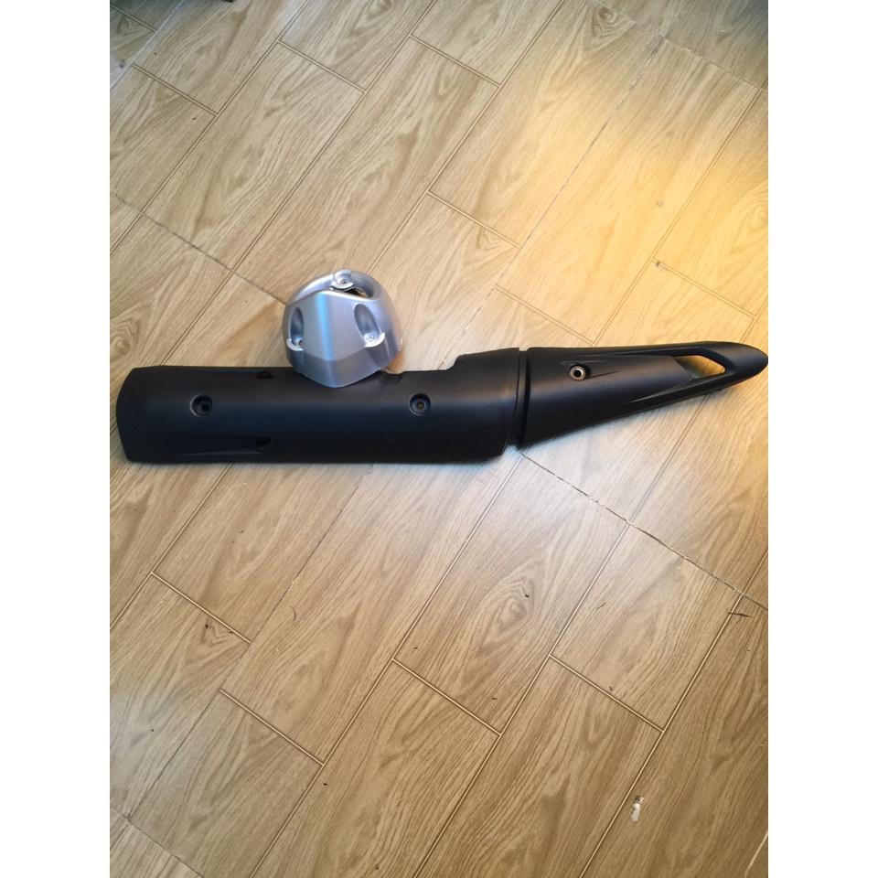 Combo Ốp Che Pô Và Chụp Đít Pô Xe Exciter 150 / Ex 150 gắn Full đen, Đen bạc