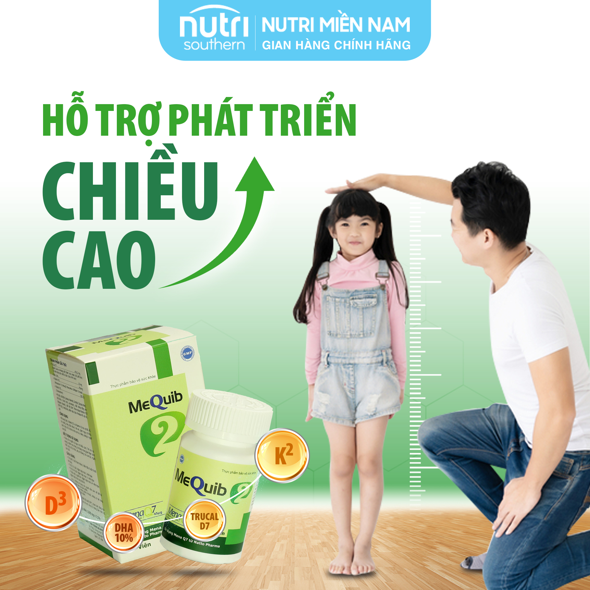 Viên ngậm Vitamin D3 K2 MK7 MenaQ7 và Canxi MEQUIB 2 - Giúp xương chắc khỏe, tăng cường phát triển chiều cao (hộp 20 viên)