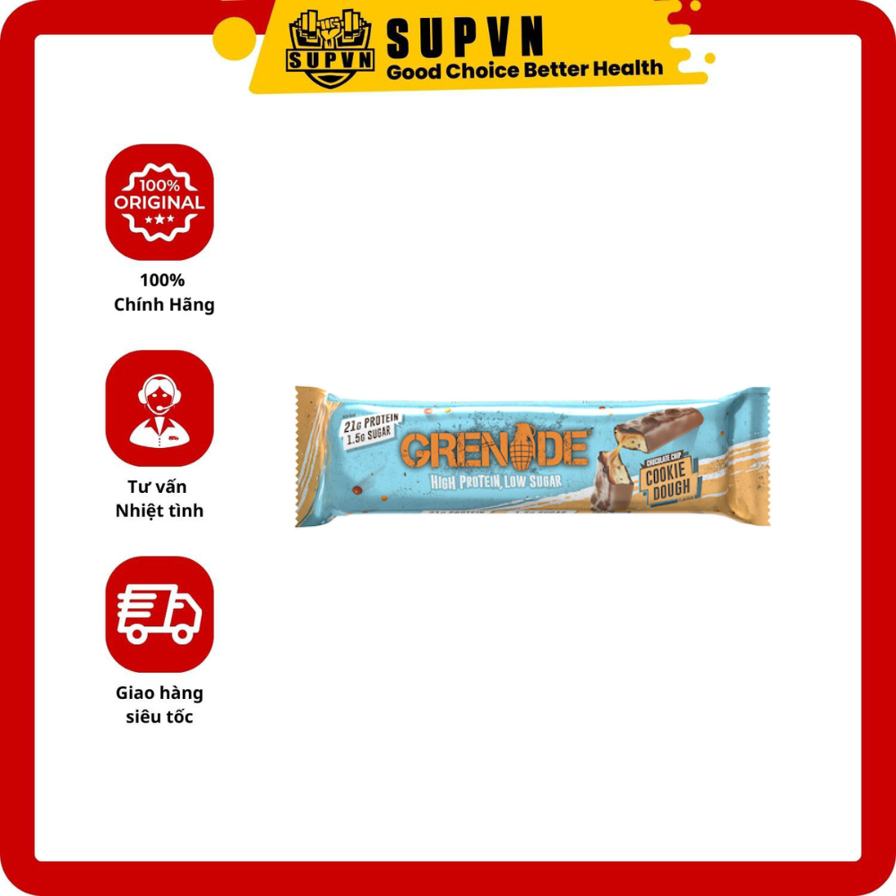 Grenade Protein Bars 60gram Giàu Protein, Ít Ngọt - Bánh Protein Bar Dinh Dưỡng Bổ Sung Protein Trước Sau Tập Luyện