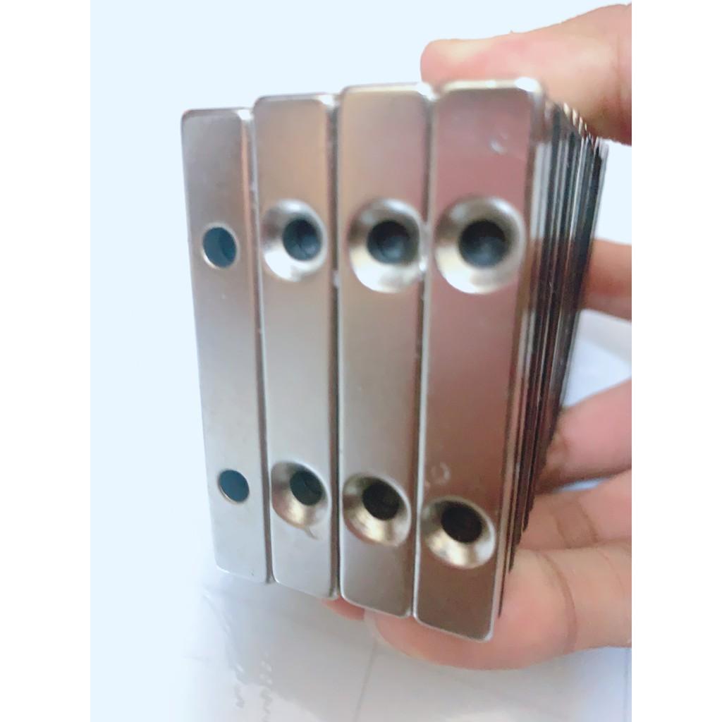 Nam châm chữ nhật 60x10x5 vát 2 lỗ bắt vít