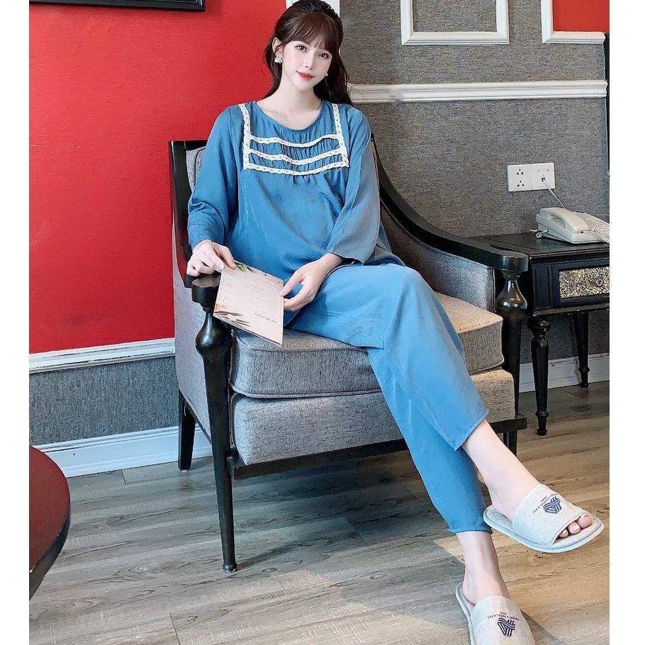 Bộ đồ bầu dài tay ba ren ngực kết hợp sau sinh M5 - bauxinh