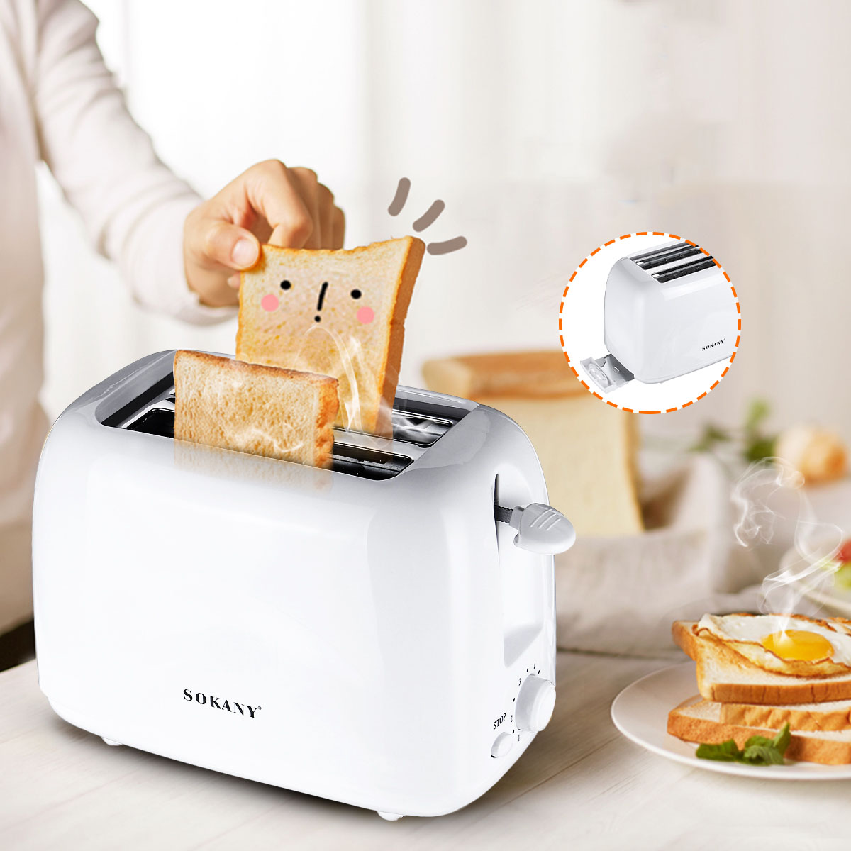 Máy Nướng Bánh Mì 2 Ngăn , máy nướng bánh mì sandwich- sokany-700w Hàng chính hãng