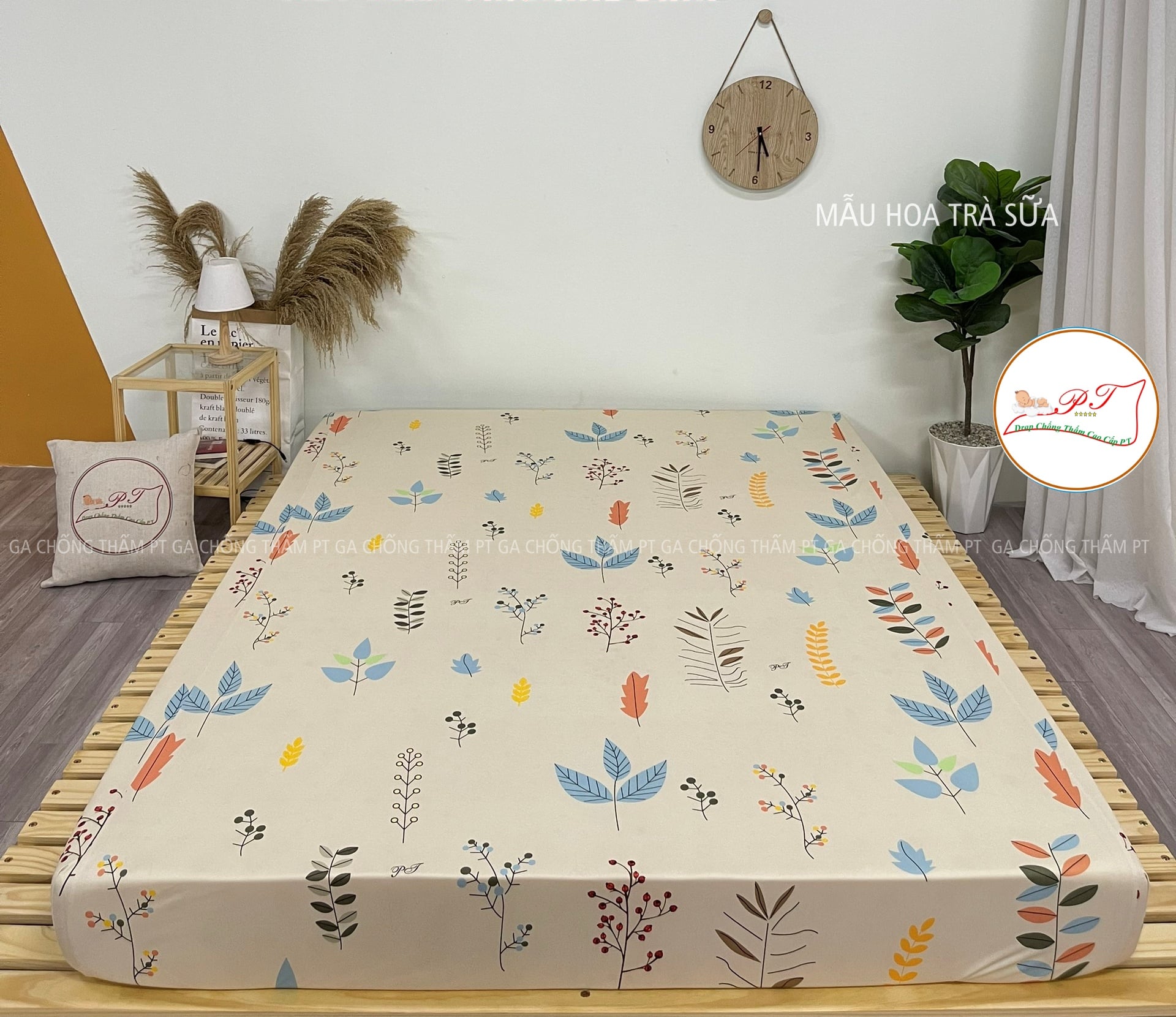Ga Chống Thấm Cao Cấp PT Mẫu Họa Tiết Hoa Trà Sữa