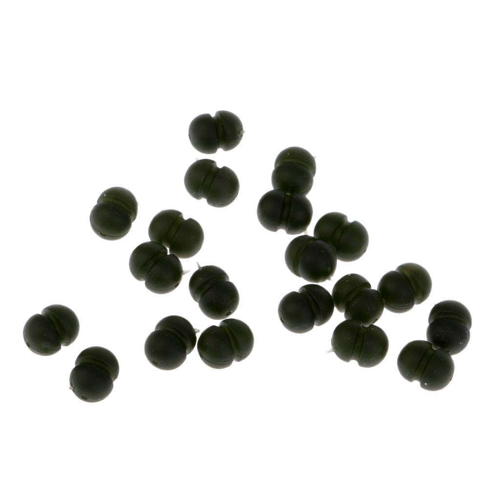 20pcs Heli/Chod Runner Beads Green Rubber Carp Fishing Terminal Rig Tackle
