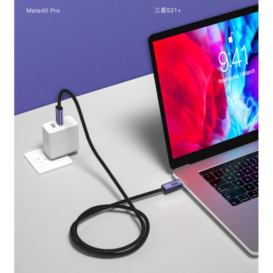 Cáp thunderbolt 3 USB Type C 3.1 dài 1m/ 3m cho màn hình type-c hỗ trợ 4K60Hz, PD 100w, C to C - Hồ Phạm