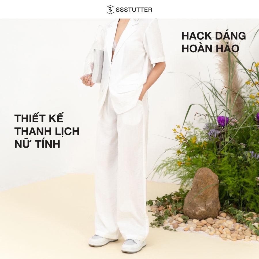 Quần dài nữ SSSTUTTER đũi mềm dáng xuông năng động trẻ trung semi set pants