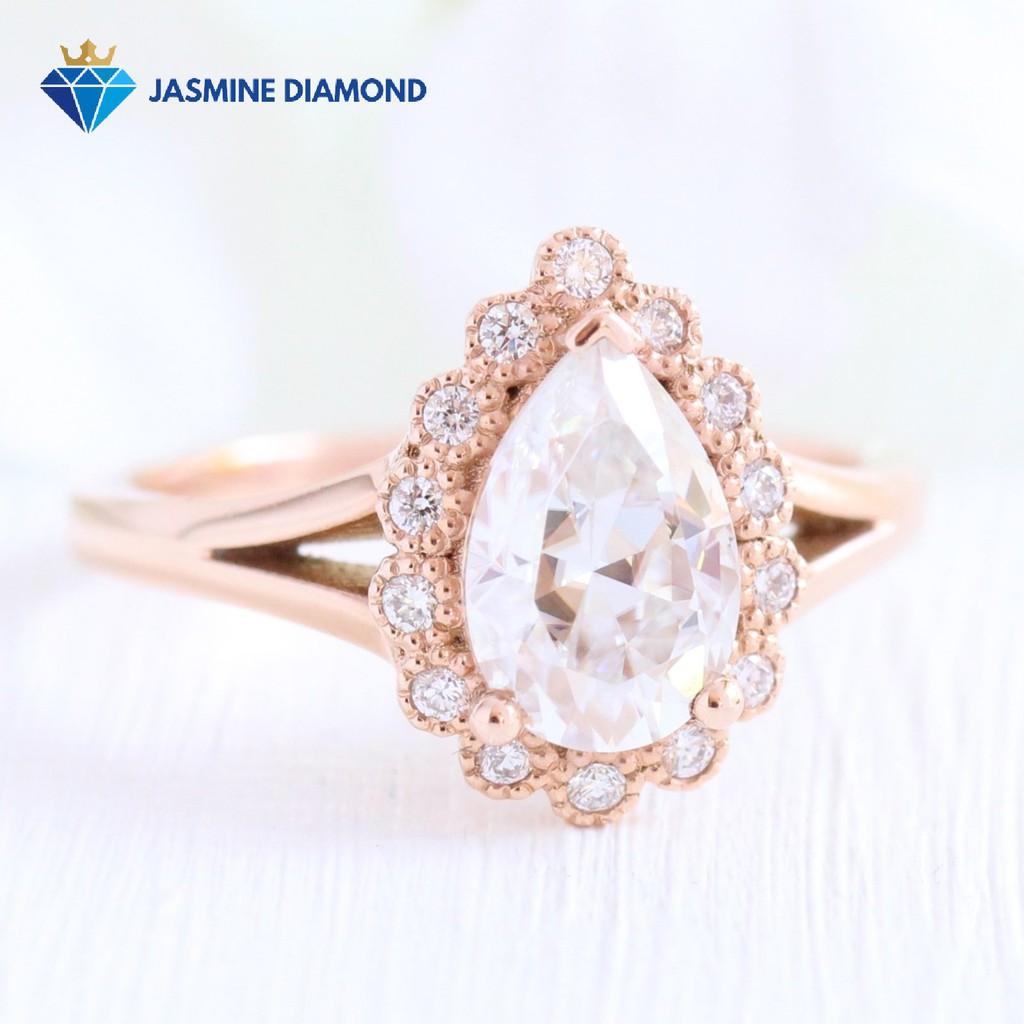 Kim cương nhân tạo Mỹ Moissanite giác cắt Pear