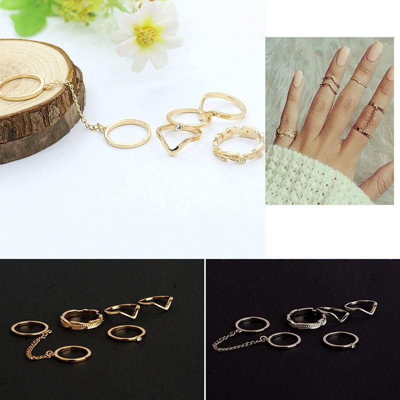 Bộ nhẫn kiểu mạ vàng mạ bạc có đính đá đầy độc đáo