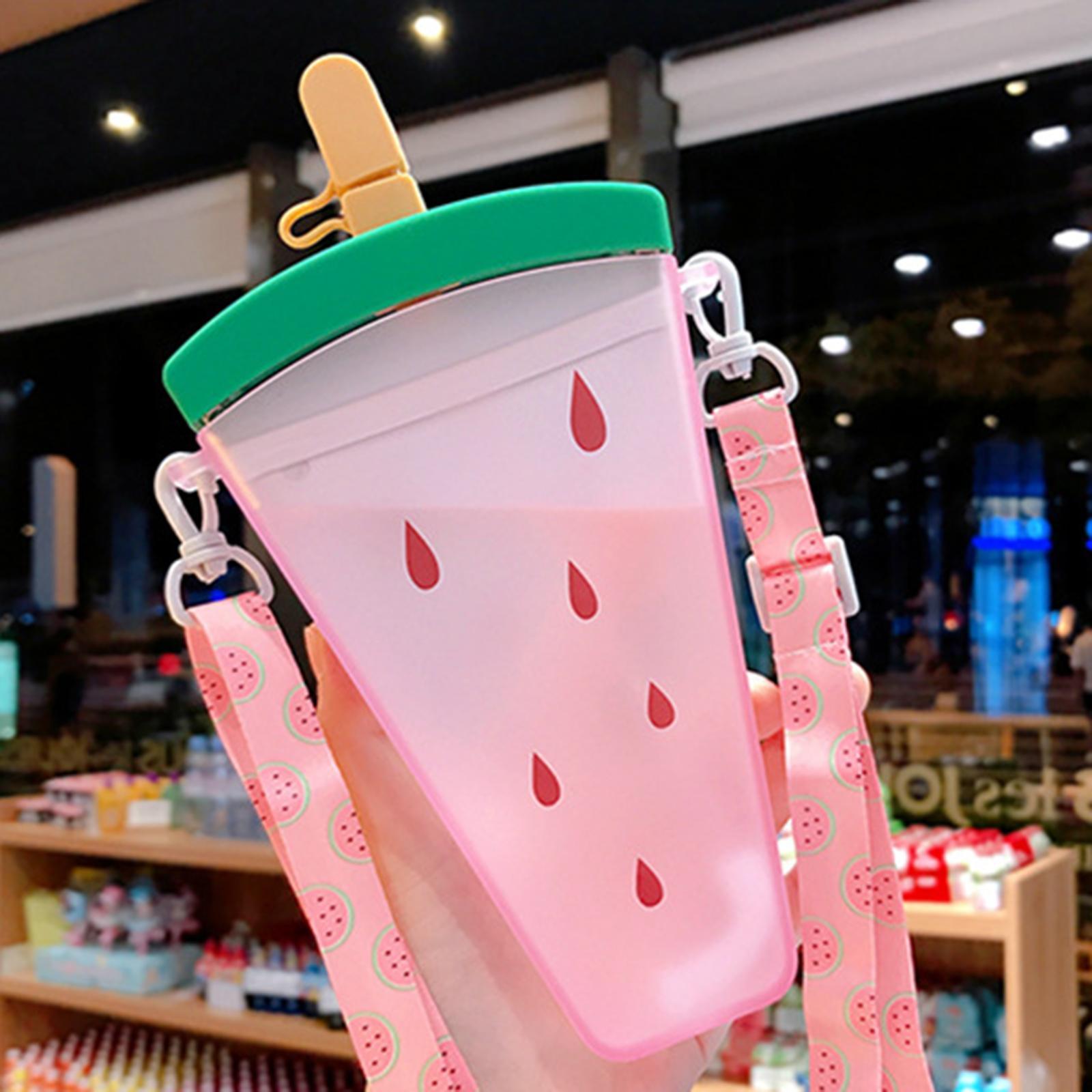 Water Bottle with Sucking Tube Girls Drinking Bottle Creative 320ml Practical Ice Cream Water Bottle for Sports Fishing Street Summer Birthday Gift