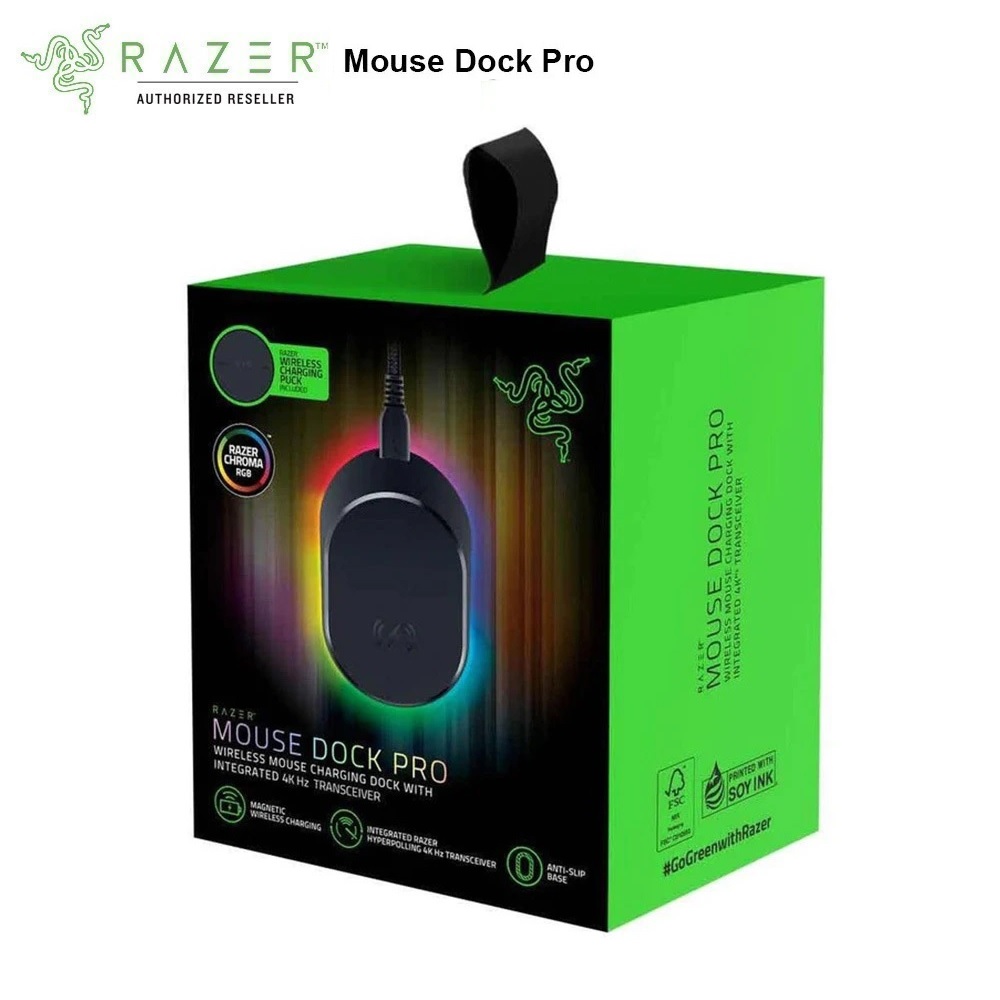 Bộ sản phẩm đế sạc Razer Mouse Dock Pro-Razer Wireless Charging Puck Bundle_Mới, hàng chính hãng