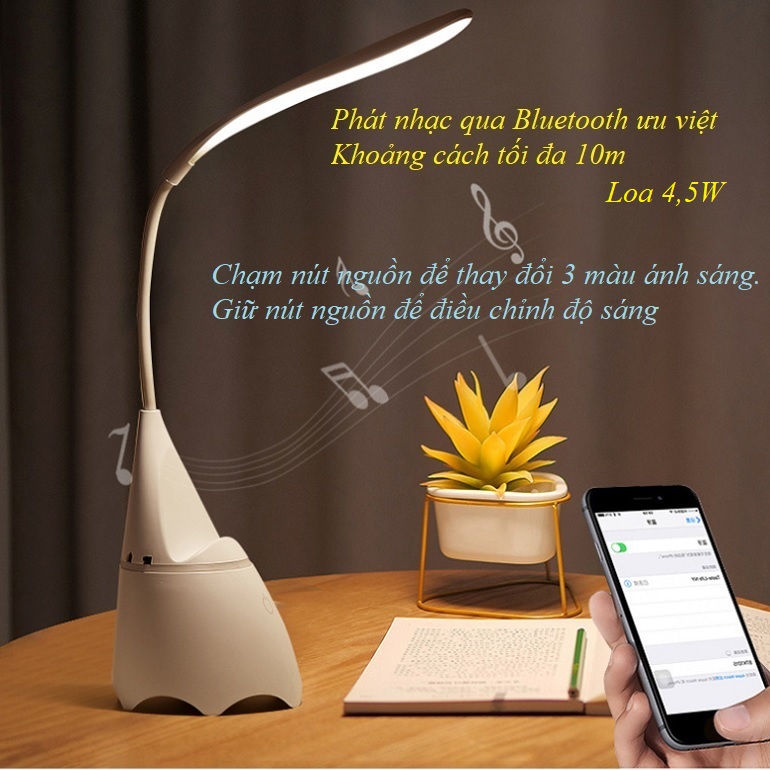 ĐÈN BÀN - Đèn Học Để Bàn Đọc Sách Chống Cận 3 Chế Độ Sáng Tích Hợp Loa Bluetooth Phát Nhạc Độc Đáo