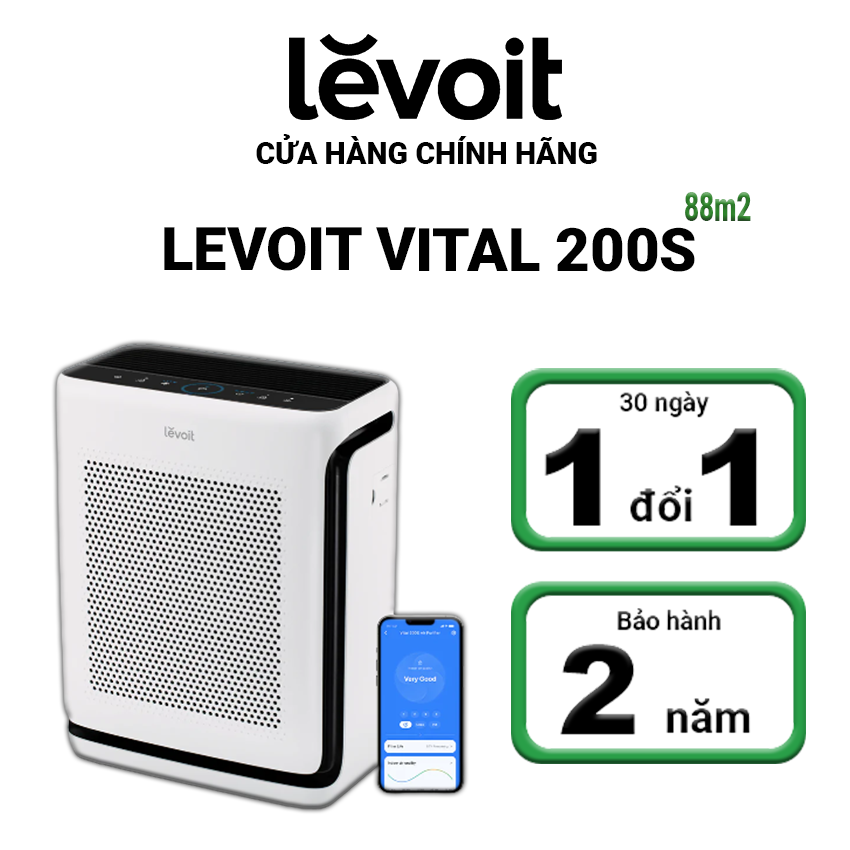 Máy Lọc Không Khí Levoit Vital 200S 88m2 | Khử Mùi Diệt Khuẩn | Hút Lông Thú Cưng Cực Mạnh | Hàng Chính Hãng