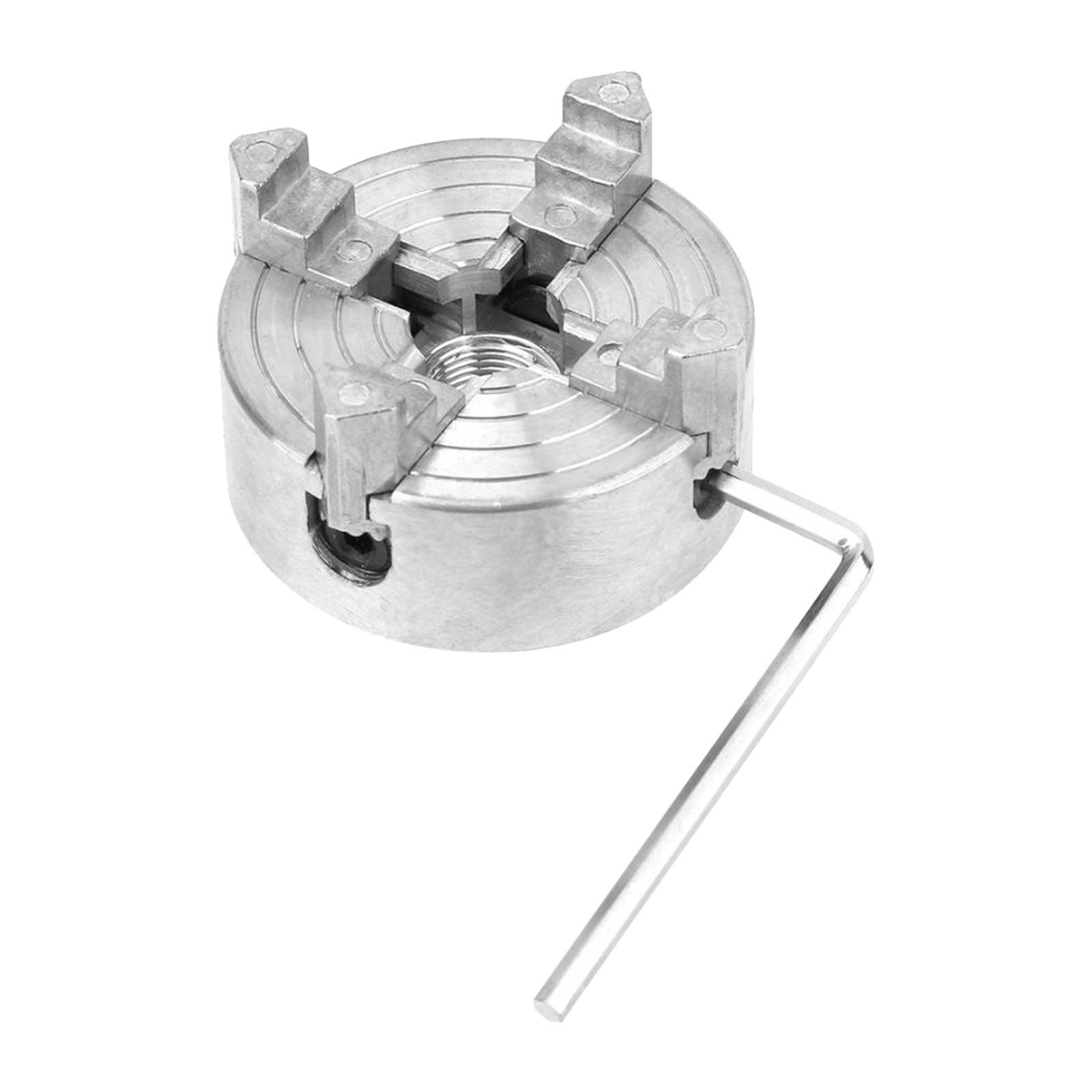 Mini Lathe Chuck Four Jaws Self Centering Milling Tool Drilling Machine High Strength Wood Turning Chuck Clamping Hex Key Parts