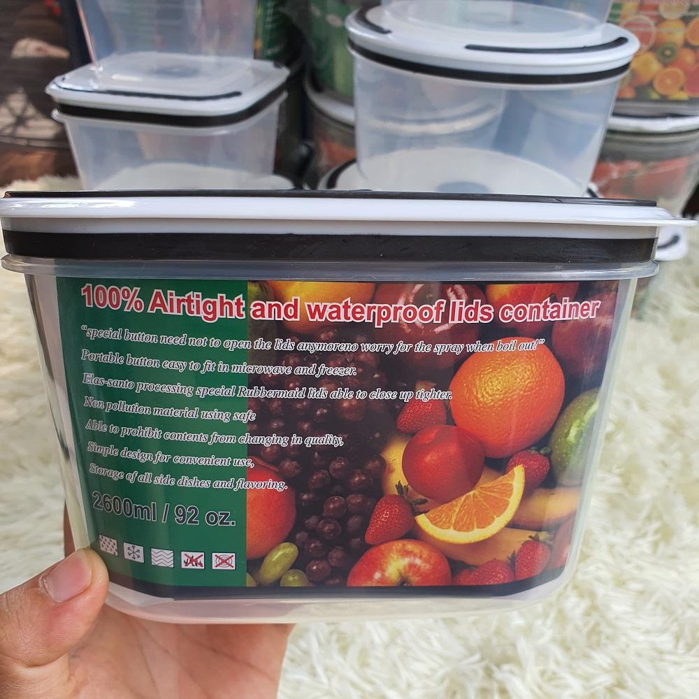 Combo 5 HỘP ĐỰNG THỰC PHẨM HÌNH VUÔNG NHIỀU KÍCH CỠ SIÊU TIỆN DỤNG - 2900ML - Trữ đông thức ăn - Sử dụng lò vi sóng
