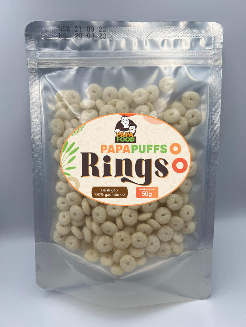 BÁNH GẠO PAPAPUFFS RINGS - 100% Nguyên Liệu Hữu Cơ