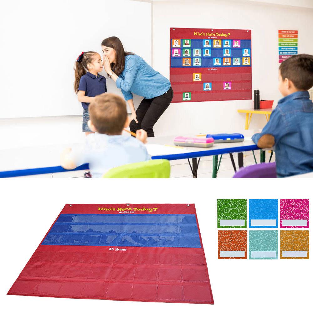 School Classroom Attendance Pocket Chart with 72 Color Cards Teacher Accessories for Classroom Management Early