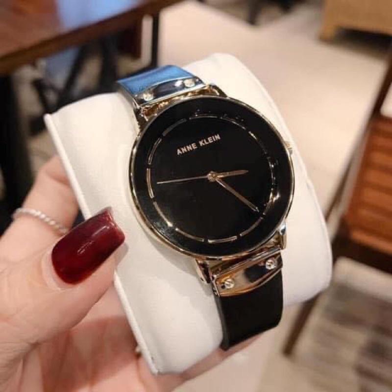 Đồng Hồ Nữ Anne Klein Dây da đen case 35mm