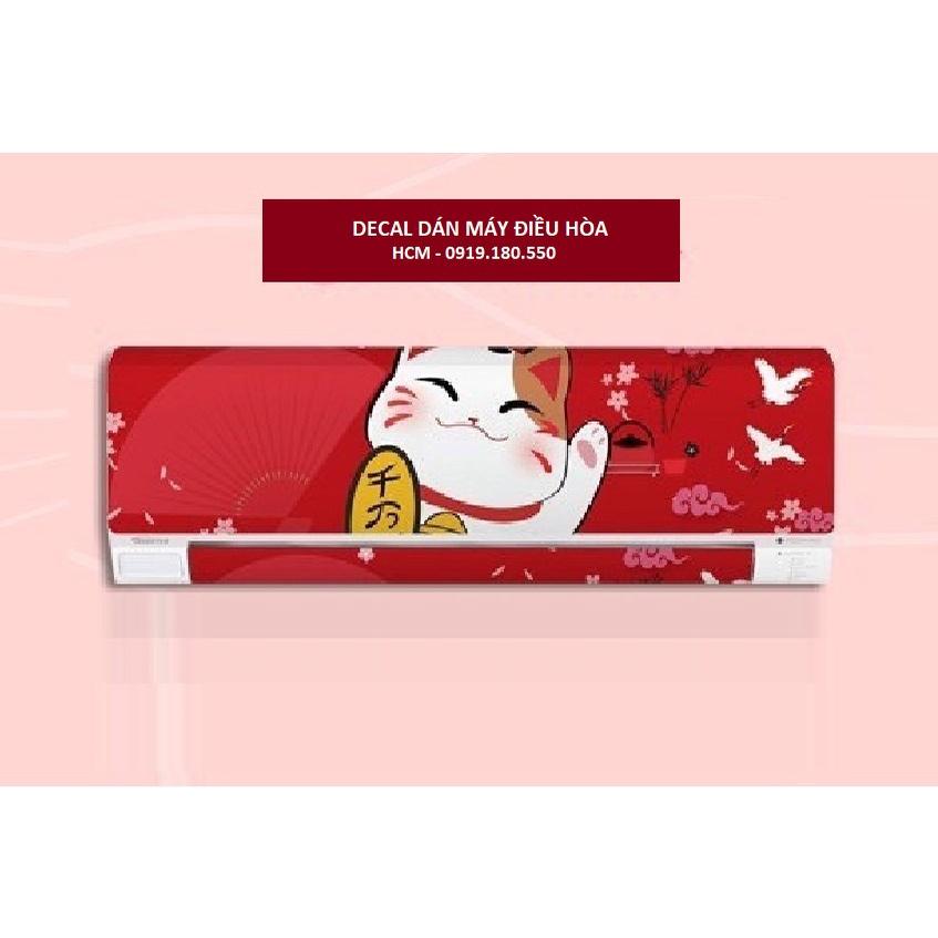 Decal dán tủ lạnh " Mèo thần tài"