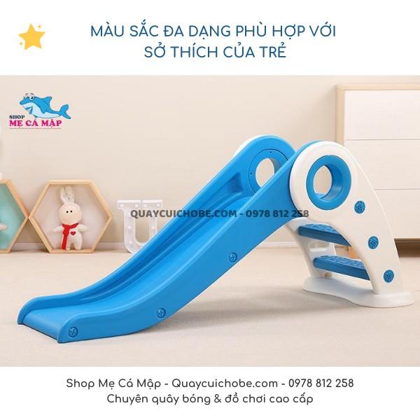 Cầu trượt cho bé gấp gọn đủ 3 màu Hồng xanh trắng, có sẵn nhựa nguyên sinh HDPE an toàn