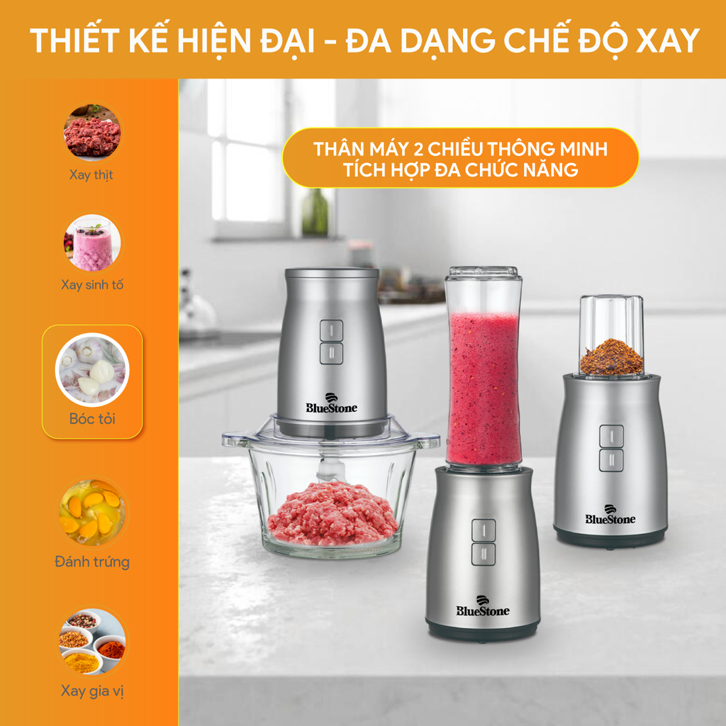 Máy Xay Đa Năng BLB-5348 - 1,7 Lít - 500W - Xay thịt, sinh tố, đánh trứng, tiện lợi nhỏ gọn - Hàng chính hãng