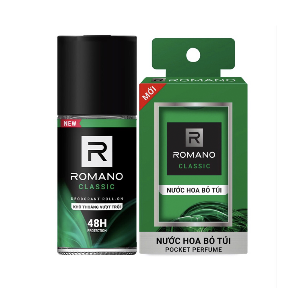 Combo Romano Classic: Lăn khử mùi 50ml và nước hoa bỏ túi 18ml