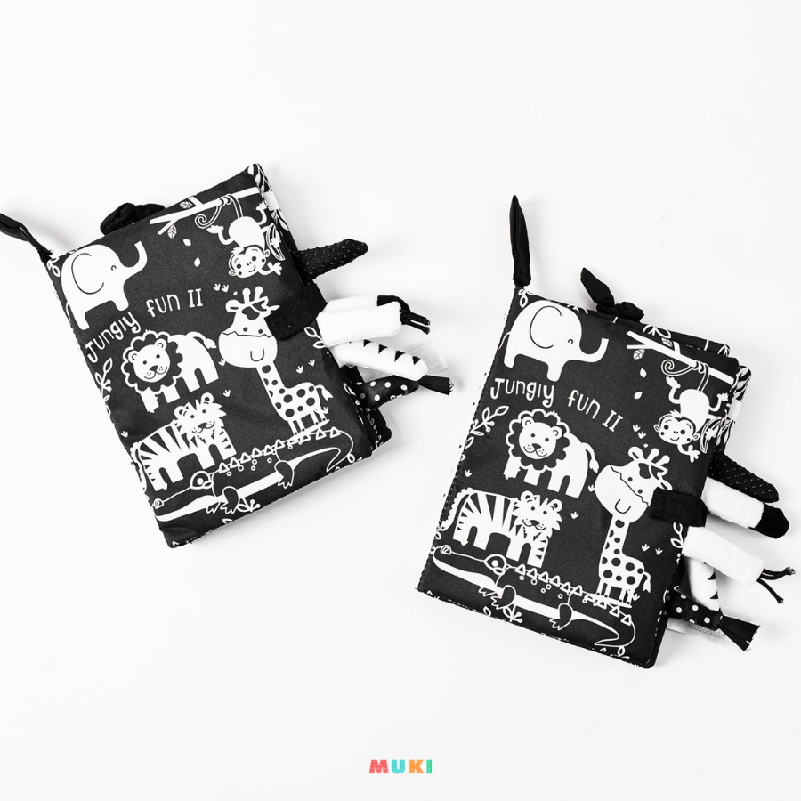 Sách vải Dolery kích thích thị giác Black &amp; white - Jungle Fun ( Từ 0-2 tuổi)