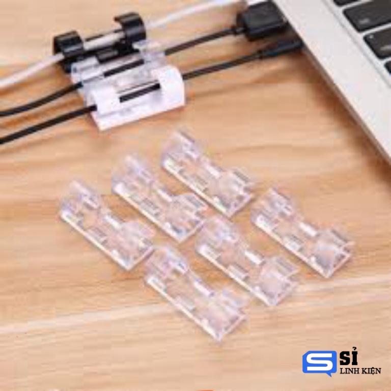 Bộ 20 miếng dán tường đi dây điện trong suốt - kẹp cố định nút giữ luồn dây điện