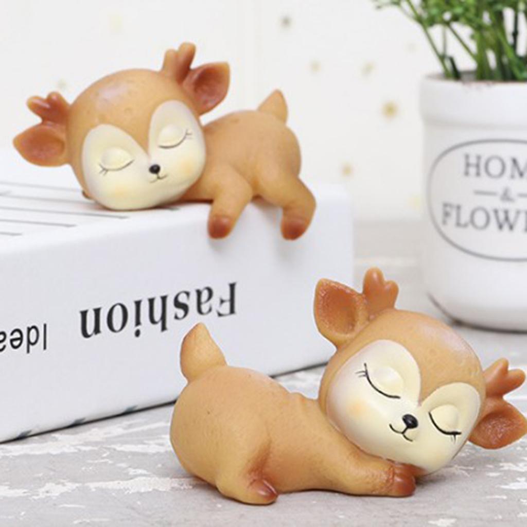 2pcs Silicone Deer Figurines Fawn Ornaments Animal Model Kids Toy Gifts