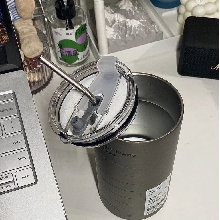 Bình giữ nhiệt, ly giữ nhiệt 600ml Iced Americano tặng kèm ống hút và túi trong suốt