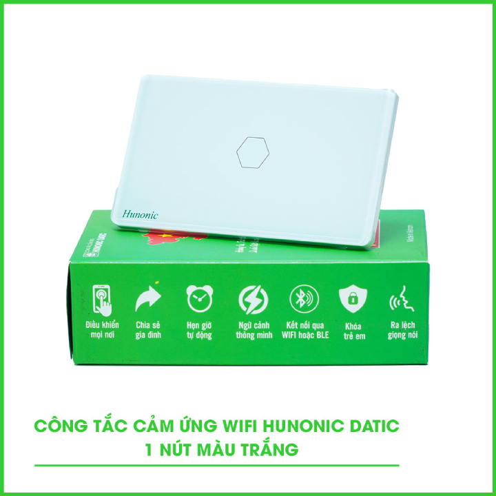 Hàng Chính Hãng - Công Tắc Cảm Ứng Thông Minh Hunonic Datic All New – Điều khiển từ xa bằng điện thoại - Công nghệ 4.0