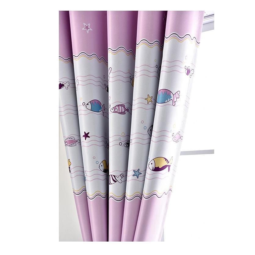 Rèm cửa rèm che nắng cá xinh cao 2m hai màu xanh, hồng
