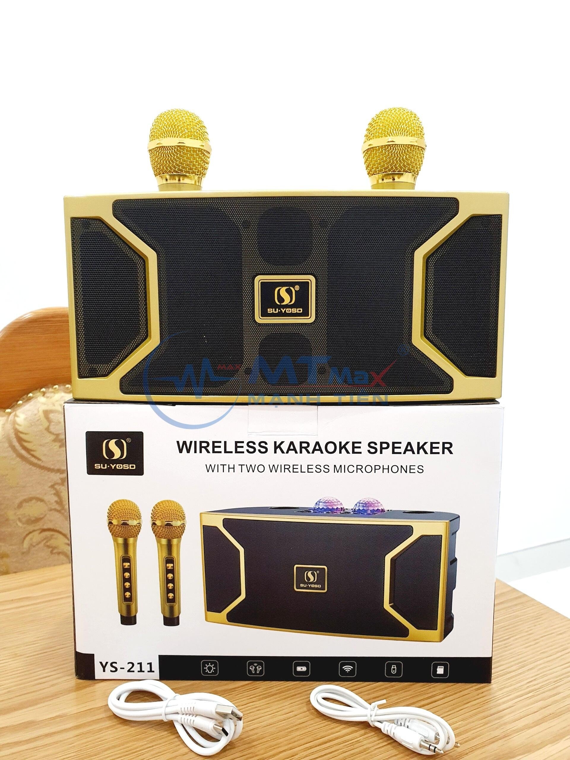 Loa Karaoke Bluetooth YS211 Kèm 2 Micro Không Dây, Âm Thanh Hay, Thiết Kế Nhỏ Gọn 2 bass âm thanh lớn