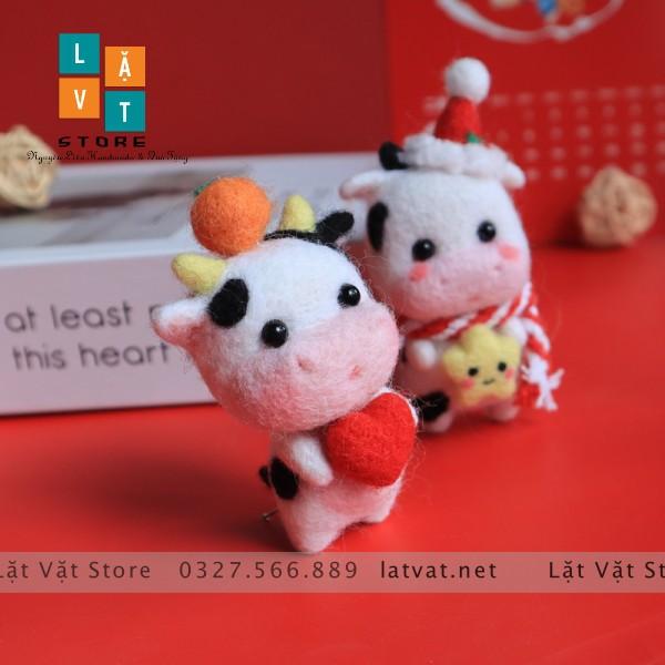 BỘ LEN CHỌC BÒ BƯỚNG BỈNH ĐÁNG YÊU - needle felting len chọc đơn giản cho người mới bắt đầu