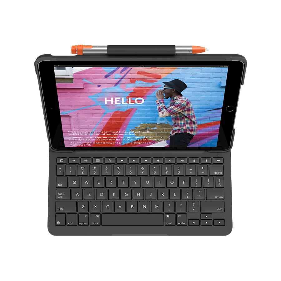 Bao da kèm bàn phím Logitech Combo Touch dành cho iPad Gen 7 và Gen 8  - Trackpad to, phím có thể tháo rời - Hàng chính hãng