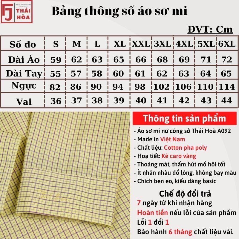 Sơ mi nữ Thái Hoà đẹp cotton công sở kẻ caro màu vàng A092-08-01